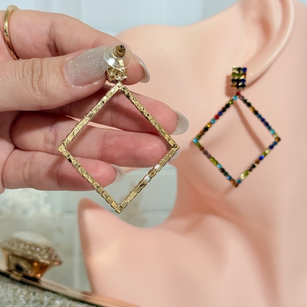 ⚜️ Amazing Multicolor Geometric Drop Earrings - Picture 8 of 8